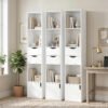 FLXbd519fffb927d5.jpg Bibliothèque étagère de rangement avec porte, 2 tiroirs, compartiments ouverts et étagère réglable, 30x24x158cm, blanc