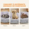 R3E69e1a0030e669b.jpg Lit pour chat réversible, lit pour chats d'intérieur et petits chiens, lit rond avec rebord de soutien, gris clair