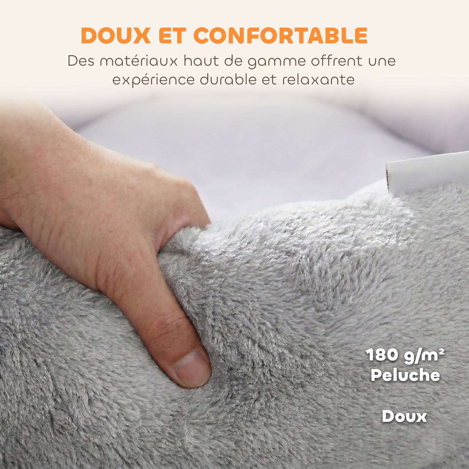 Lit pour chat réversible, lit pour chats d'intérieur et petits chiens, lit rond avec rebord de soutien, gris clair - Image 8