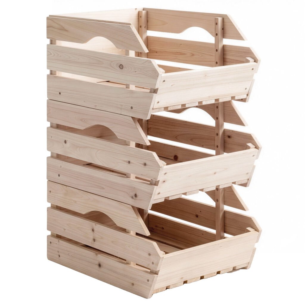 Support de Corbeille à Fruits en Bois de Sapin à 3 Étages Amovibles, pour Fruits et Légumes, 27x37,5x60cm, Naturel