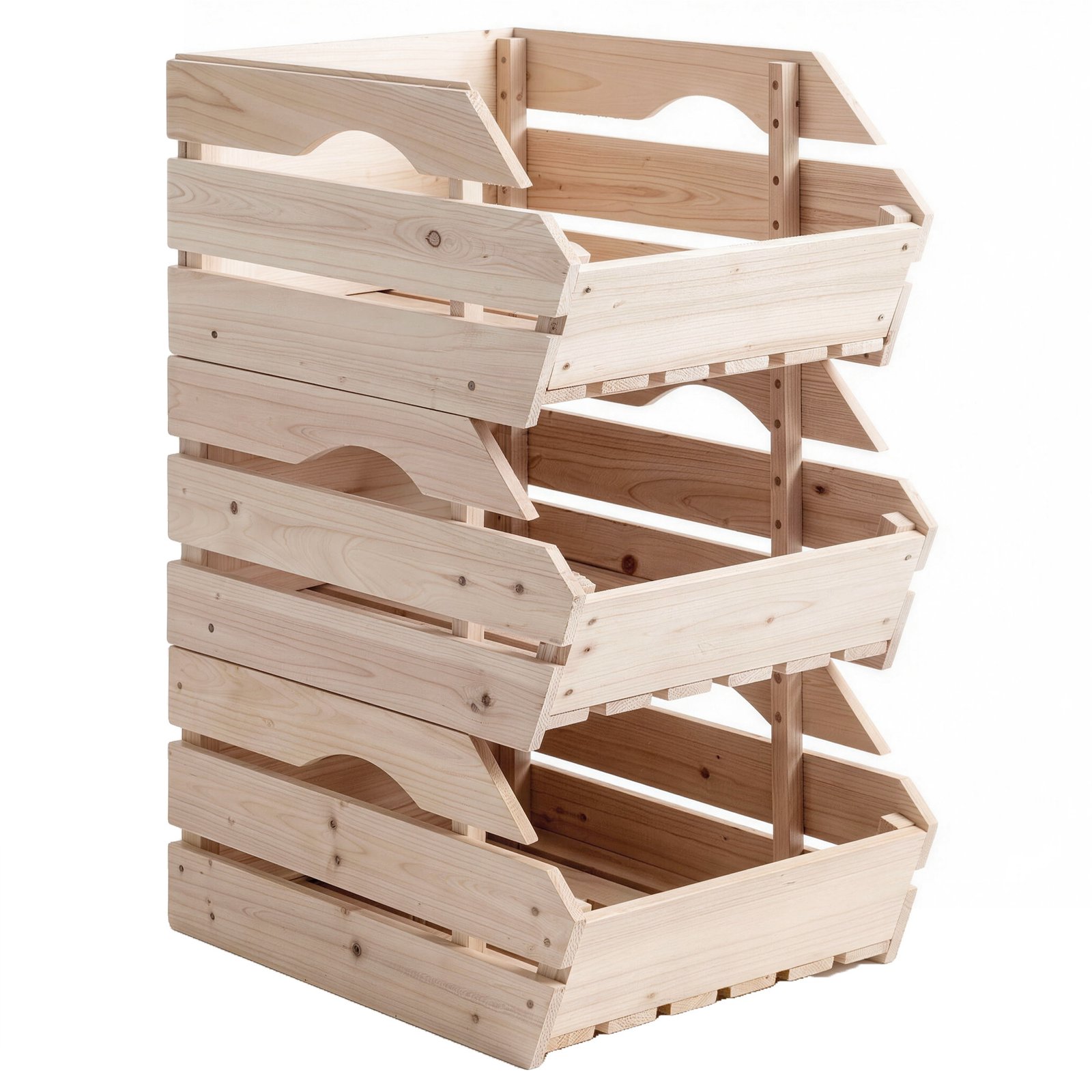 YSr75b1a045424ea3.jpg Support de Corbeille à Fruits en Bois de Sapin à 3 Étages Amovibles, pour Fruits et Légumes, 27x37,5x60cm, Naturel