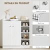 bXe7ad1973f019064.jpg Meuble de rangement à chaussures pour entrée 12 paires - armoire à chaussures avec 4 compartiments ouverts et placard double porte - étagère réglable - 83L x 30l x 90H cm - blanc