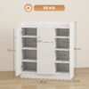 e3Mcfa1a0510bc56d.jpg Meuble de rangement à chaussures pour entrée 12 paires - armoire à chaussures avec 4 compartiments ouverts et placard double porte - étagère réglable - 83L x 30l x 90H cm - blanc