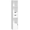 iKS06a19fffb927d5.jpg Bibliothèque étagère de rangement avec porte, 2 tiroirs, compartiments ouverts et étagère réglable, 30x24x158cm, blanc