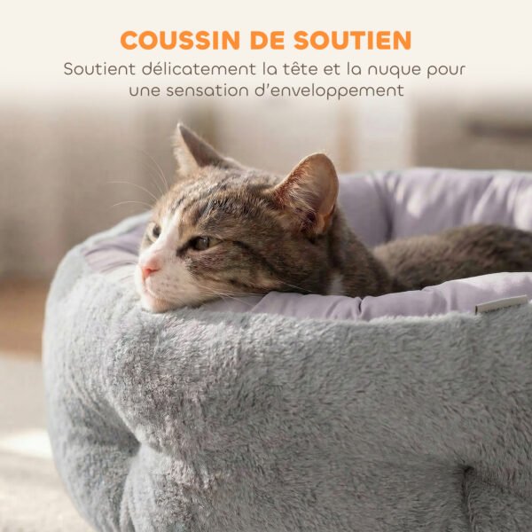 jbv1bc1a0030e669b.jpg Lit pour chat réversible, lit pour chats d'intérieur et petits chiens, lit rond avec rebord de soutien, gris clair
