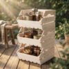 wfp4621a045424ea3.jpg Support de Corbeille à Fruits en Bois de Sapin à 3 Étages Amovibles, pour Fruits et Légumes, 27x37,5x60cm, Naturel