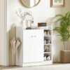 z1r2931a0017016e7.jpg Meuble de rangement à chaussures pour entrée 12 paires - armoire à chaussures avec 4 compartiments ouverts et placard double porte - étagère réglable - 83L x 30l x 90H cm - blanc